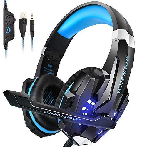 Gaming Headset Headphones with Mic LED Light & Volume Control for Xbox One PS4 PC (3.5mm Splitter Cable Included)-Supreme Wizardry